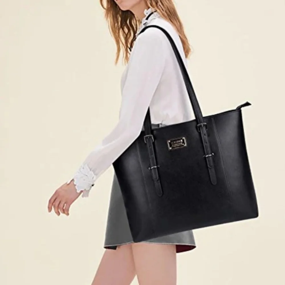 Zysun Classic Collection black women large carryall laptop tote bag